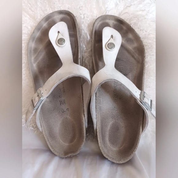 Birkenstock Gizeh Birko-Flor White Leather Sz 39 - Picture 5 of 10